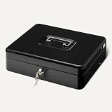 Amazon Basics Caisse à monnaie avec serrure et plateau à billets, 9 x 30 x 24 cm (H x l x P), noir - 4