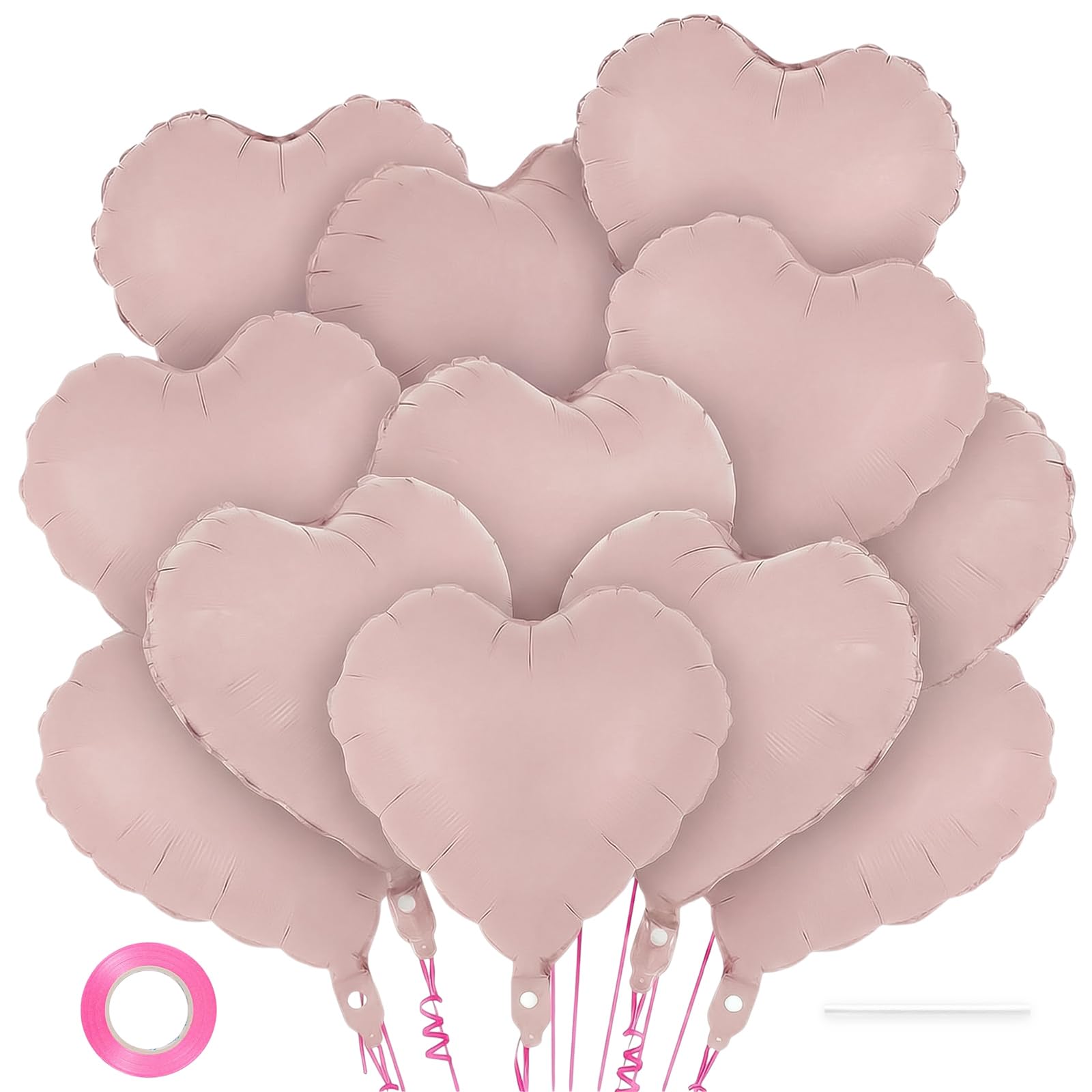 12 Pcs Pink Heart Balloons,18 Inch Heart Foil Balloons Love Balloon Valentine Balloon for Birthday Party Wedding Engagement Party Baby Shower Valentine Day Decorations