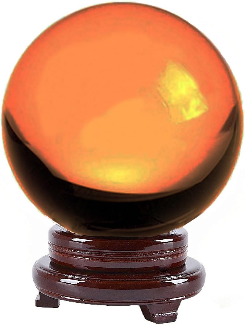 Amlong Crystal Clear Crystal Ball 8 inch (200mm) Diameter with Wooden Stand