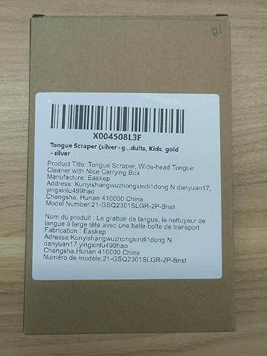 Miniatura 9 de Easkep - Rascador de lengua (plata + oro), limpiador de lengua de cabeza ancha con bonita caja de transporte, limpiadores de lengua 100% acero