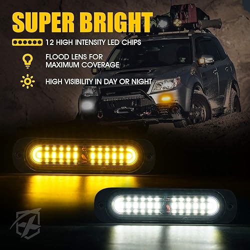 Miniatura 10 de Xprite Kit de luces LED azules de policía estroboscópicas de montaje en superficie, rejilla intermitente de advertencia de seguridad de emergencia