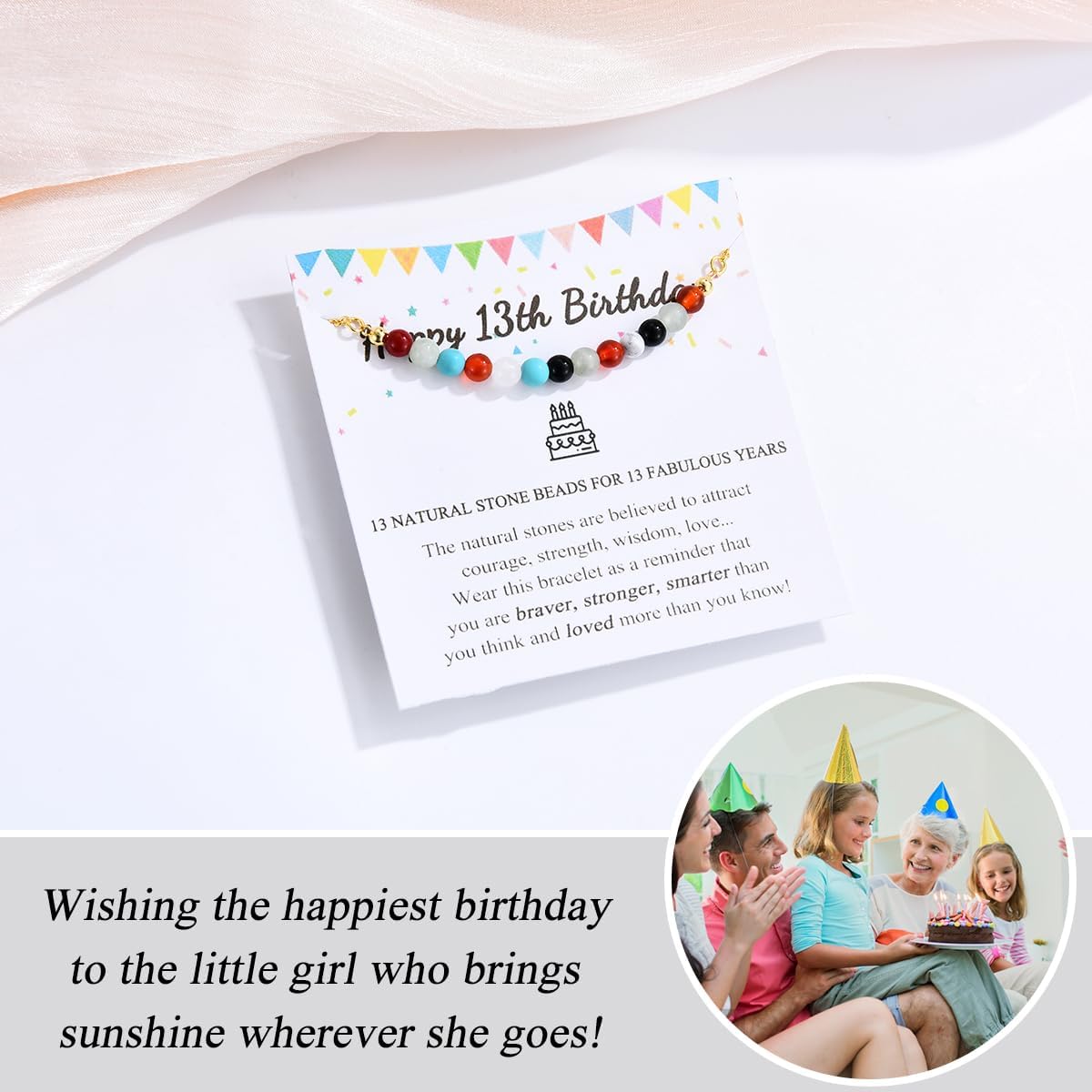 10-21 Year Old Girl Birthday Gifts, Happy 10th-21st Birthday Decorations Beaded Bracelet Gifts for Girls with Cards - Image 3