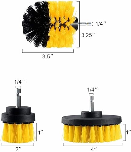 Miniatura 6 de Juego de 3 cepillos de taladro para detalles de automóvil, cerdas suaves, juego de cepillos para limpiar automóviles, barcos, asientos, alfombras,