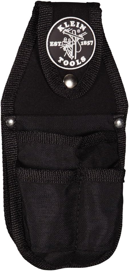 Klein Tools 5482 Tool Pouch, Tool Belt Back Pocket Tool Pouch with Snap Loop Belt Connect, 4-Pockets, Nylon Construction, 5 x 2 x 9.875-Inch