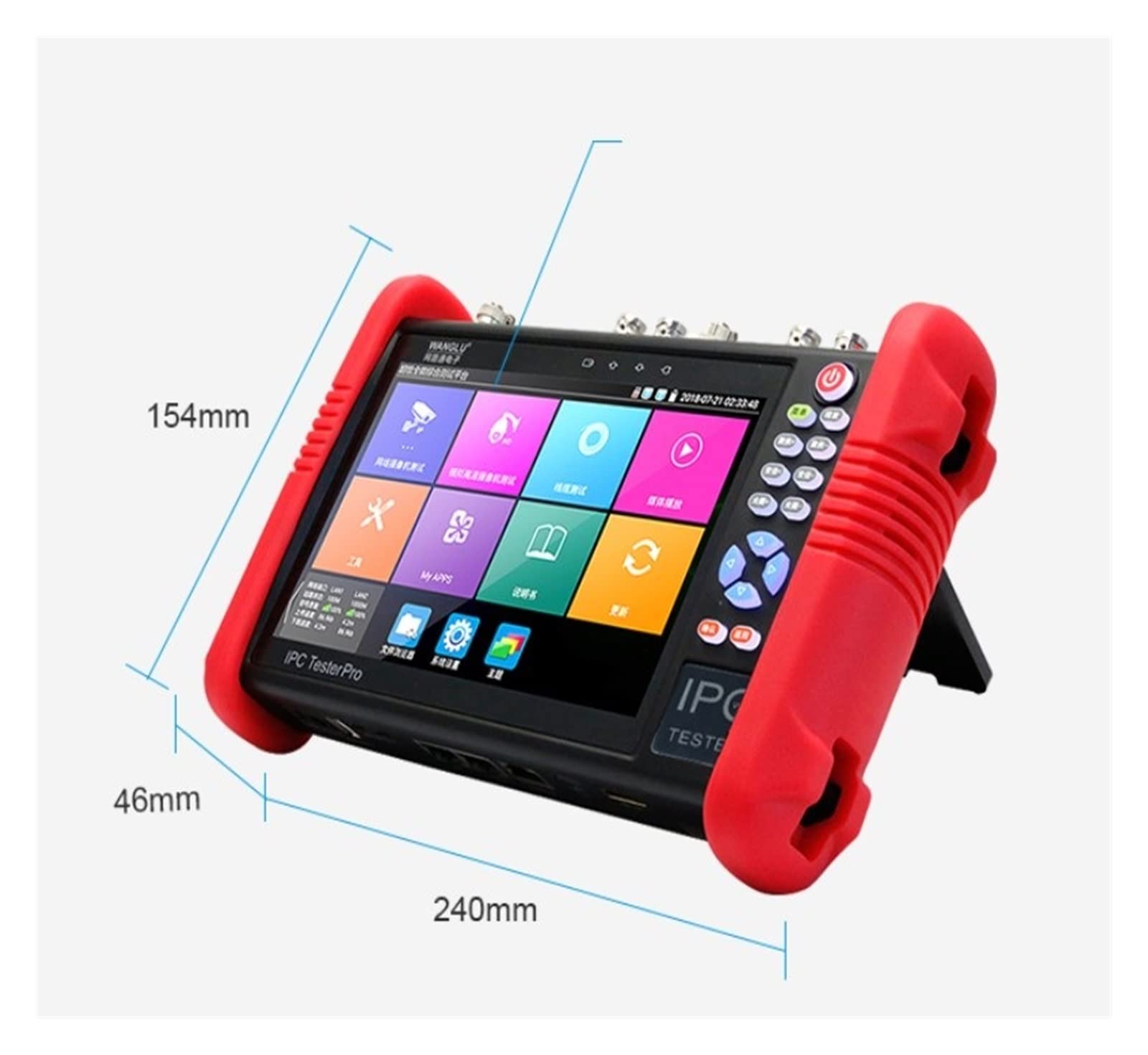 Tester CCTV da 7 pollici, tester di videosorveglianza 4K, monitor video di sicurezza con touch screen, uscita POE, test