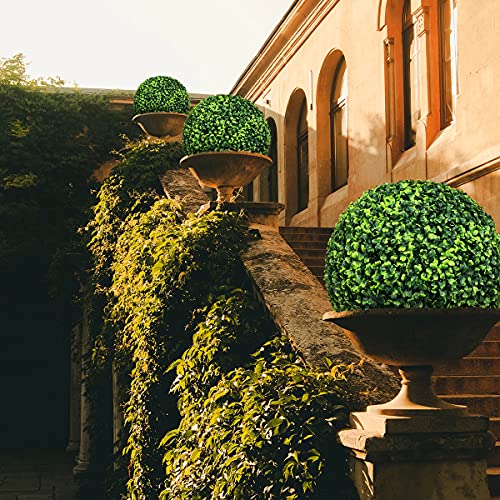 Easnwllim 2 Pcs 14.96 Inch Artificial Boxwood Balls Decorative Faux Boxwood Balls Round Artificial Plant Topiary Ball For Backyard, Balcony, Garden, Wedding Party, Home Office #TOP6