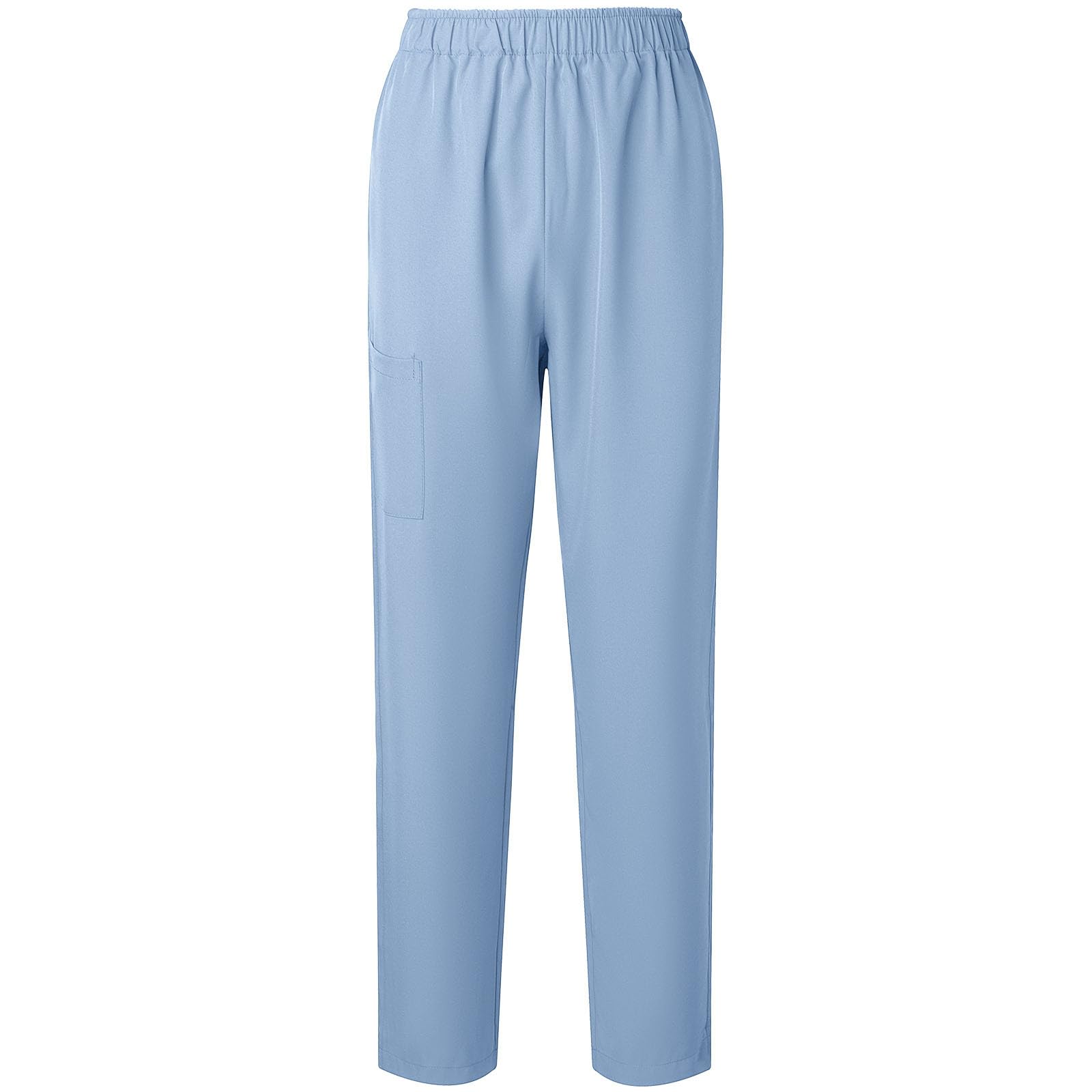 Women Scrub Pants Straight Leg Pull-on Pant Elastic Waist Stretchy Bottoms Nursing Work Trousers with Pocket