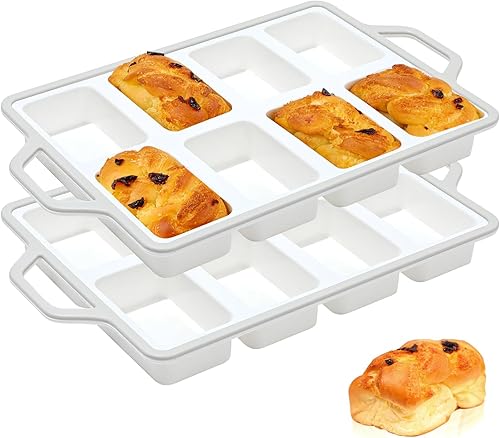 Miniatura 14 de Vinino Sartenes de silicona para pan mini con marco reforzado de metal - 1 paquete, sartén de pan de silicona antiadherente para hornear de 8