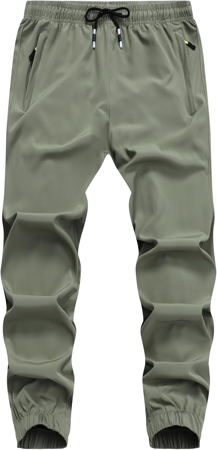 Boys Hiking Joggers Pants Outdoor Youth Quick Dry Lightweight Athletic with Zipper Pockets