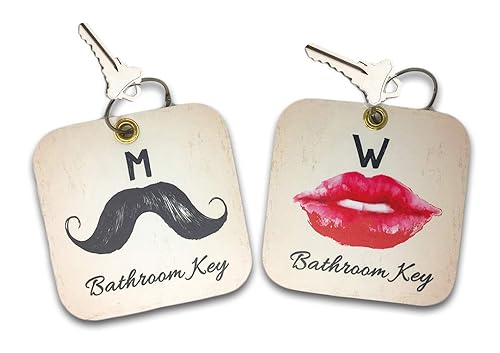 Large Restroom, Pass Key Tag Holder w/Key Ring Cool Design