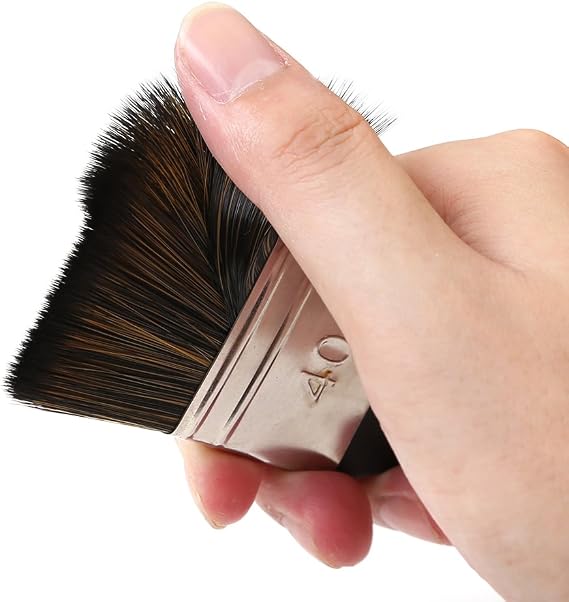 Artist Flat Paint Brush-Large Wash Brushes Set for Gesso, Varnishes, Acrylic Painting, Watercolor, Wood, Wall, Furniture-Brush Cleaner 6 Pcs 6 Size Black