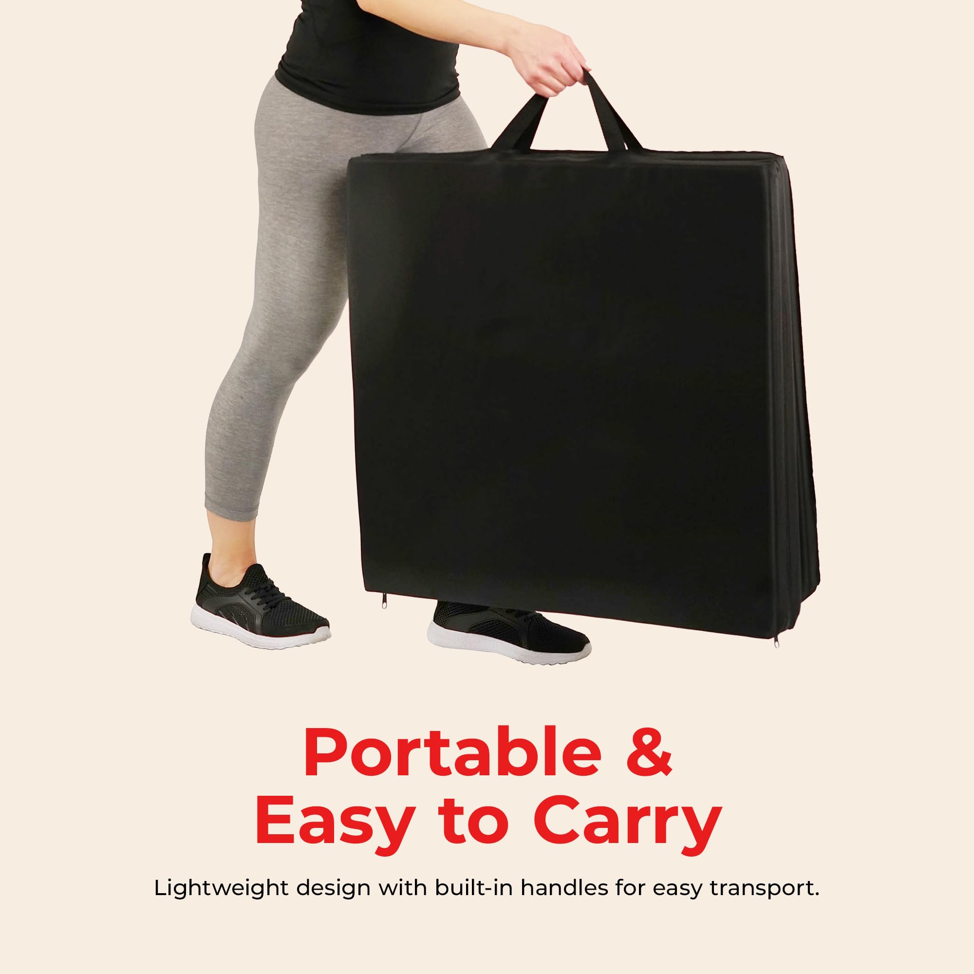 Sunny Health & Fitness - Tappetino pieghevole per ginnastica, extra spesso, con manici per il trasporto, per esercizi, yoga, fitness, aerobica, arti marziali, cardio