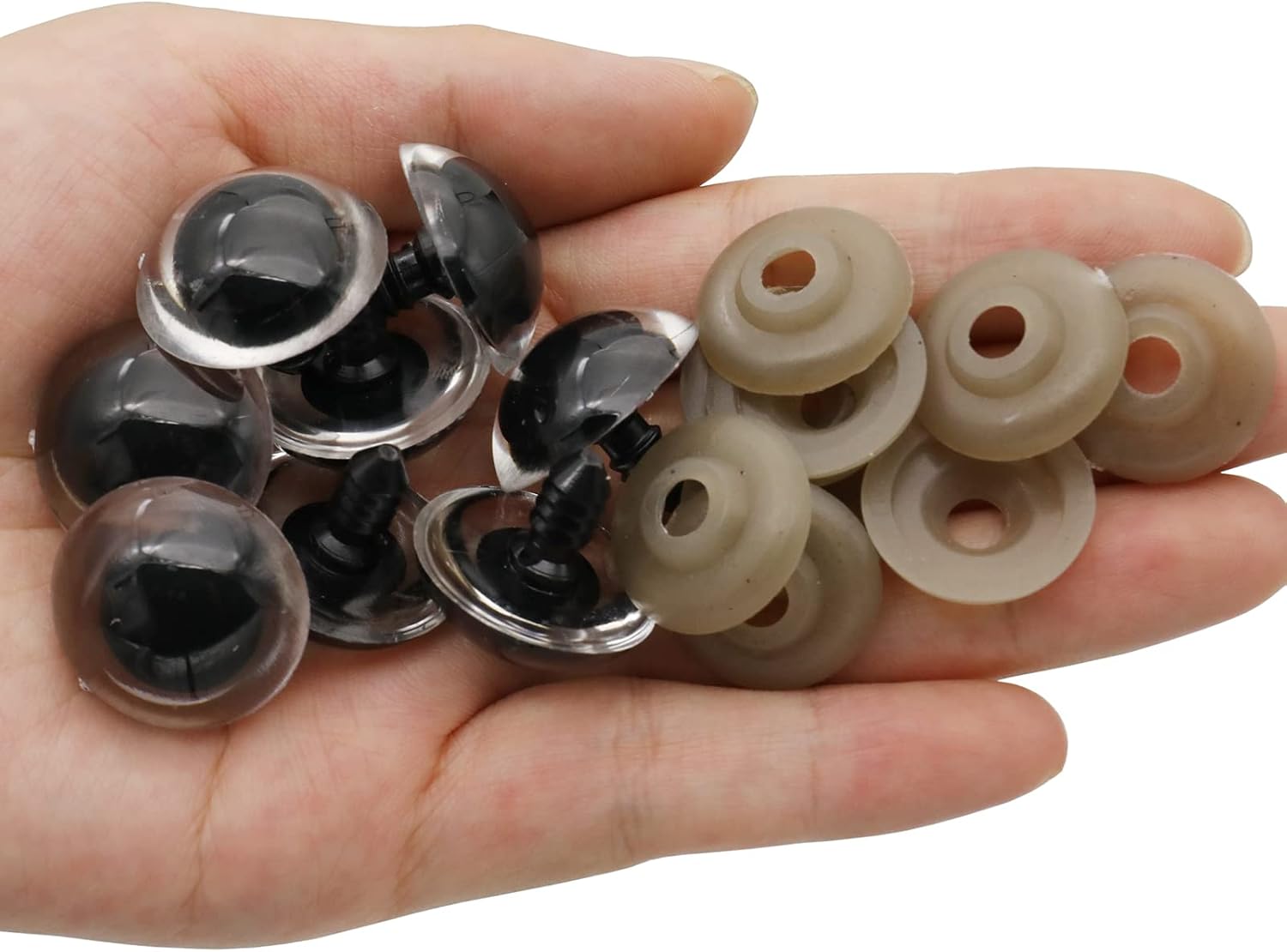 150Pcs 10-30mm Transparent Large Plastic Safety Eyes Craft Safety Eyes DIY Eyes with Washers for Plush Animal Teddy Bear Doll Puppet Crafts