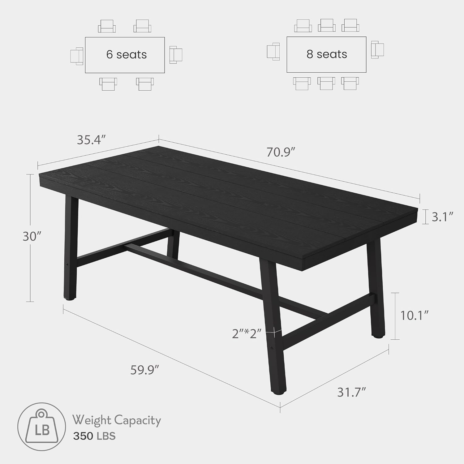 Garvee 70.87" Industrial Computer Desk, Extra Long Large Executive Desk for Home Office, Heavy Duty Rustic Wood & Metal Workstation, Sturdy Study Writing Table, Black