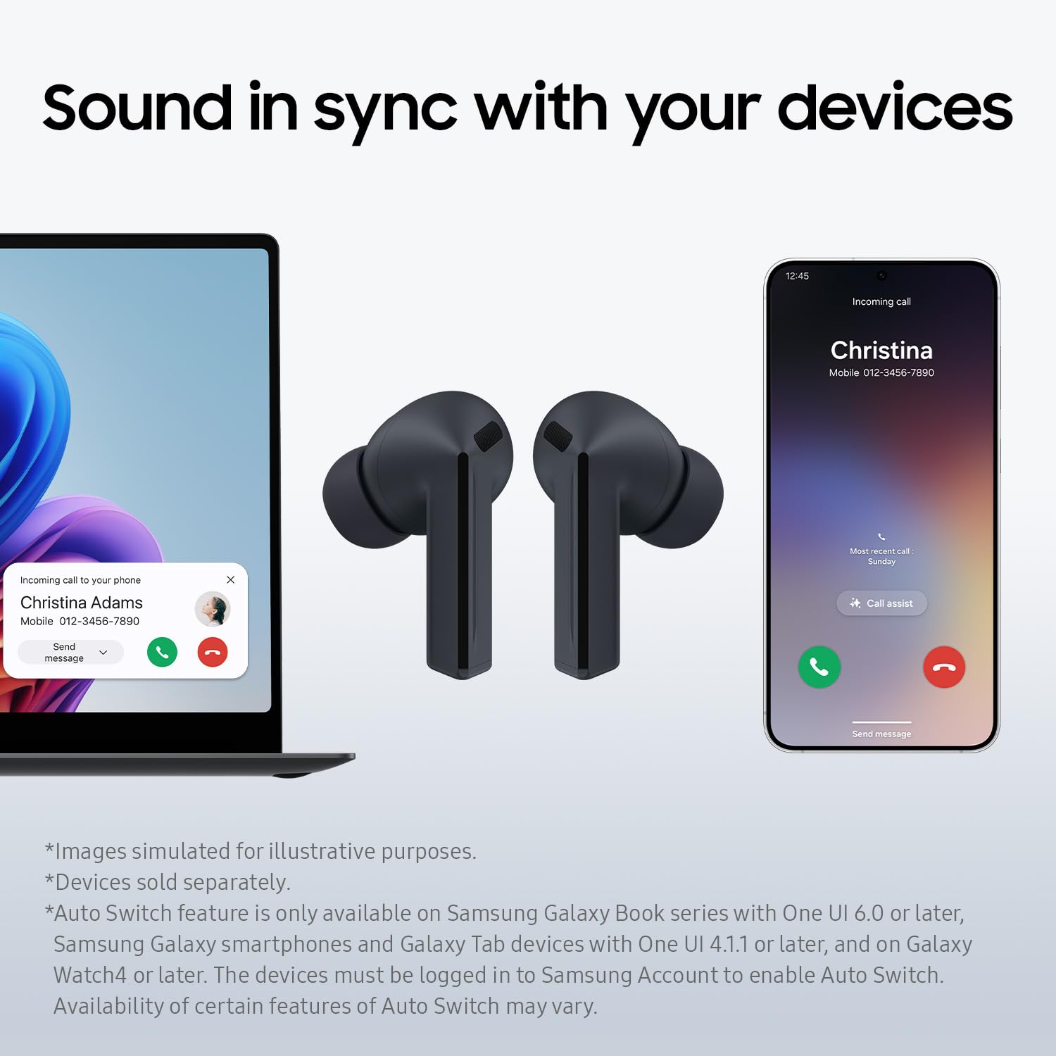 Samsung Galaxy Buds3 FE - Auriculares Bluetooth con traducción en Vivo en Tiempo Real de IA, emparejamiento y conmutación automáticos, Resistencia al Sudor y al Agua, Modo Find My Earbuds
