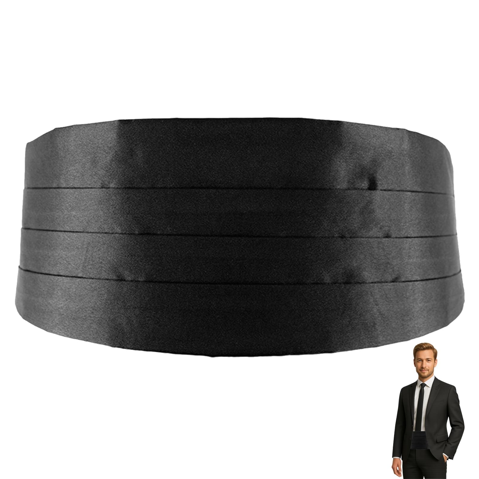 Satin Kummerbund Herren, Kummerbund für Herren, Kummerbund Männer, Verstellbarer Kummerbund, Schwarz Kummerbund Männer für Smoking Frack Anzug Hemd