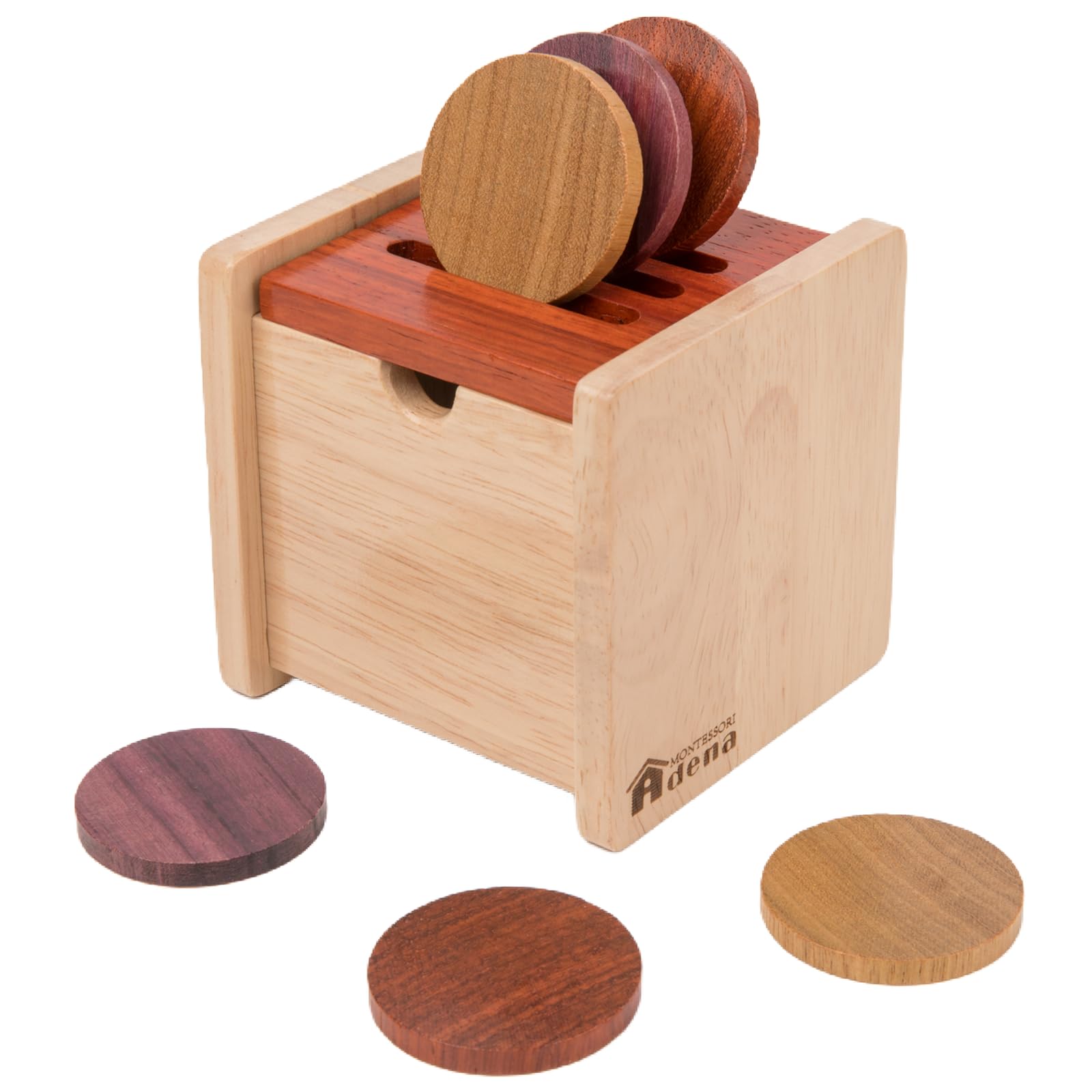 Adena Montessori Wooden Coin Box with Lid Object Permanence 6-12 Months