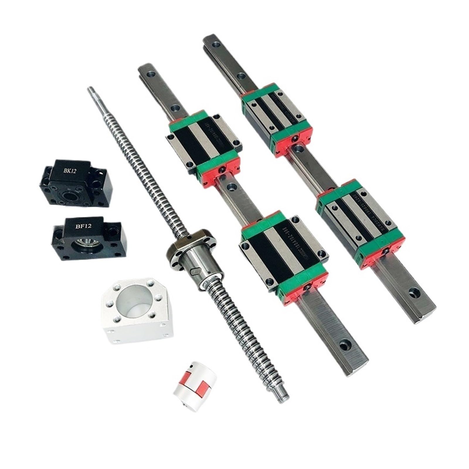 Glissière linéaire miniature 200 mm - 1 000 mm - 2 rails de guidage linéaire HGR20 + 1 vis à billes SFU1605 + 4 blocs HGW20CC + support BF12/BK12 + embrayage (850 mm)