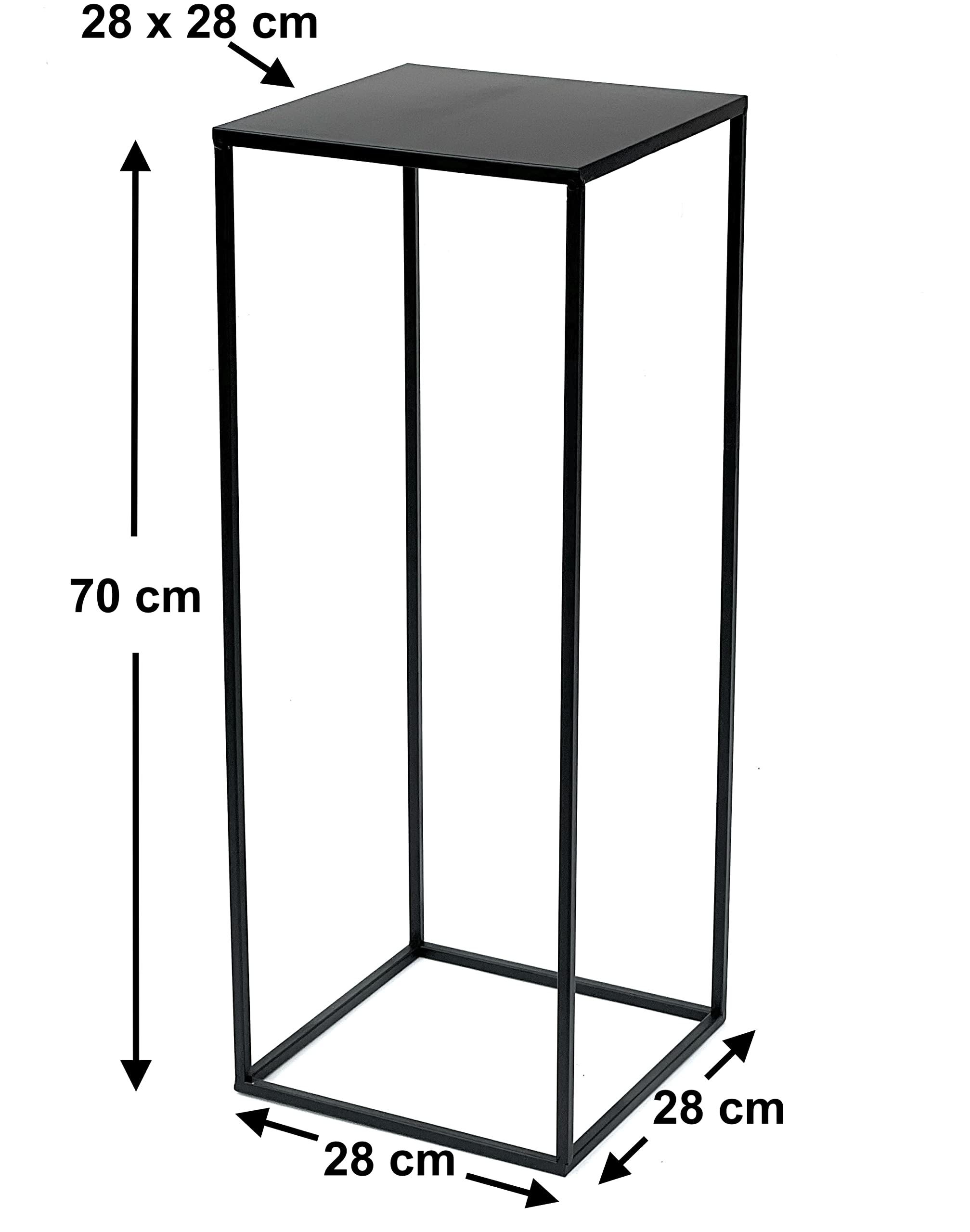 DanDiBo Sgabello per fiori in metallo nero quadrato 50 - 70 cm Supporto per fiori Tavolino d'appoggio 96315 Colonna per fiori Moderno Supporto per piante Sgabello per piante (70 cm)