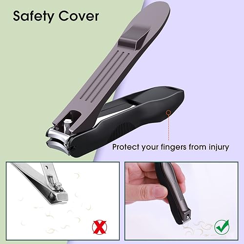 Miniatura 4 de GLAMFIELDS - Cortauñas con recogedor, cortauñas para manos o pies, de acero inoxidable, para hombres y mujeres, evita que las uñas salten