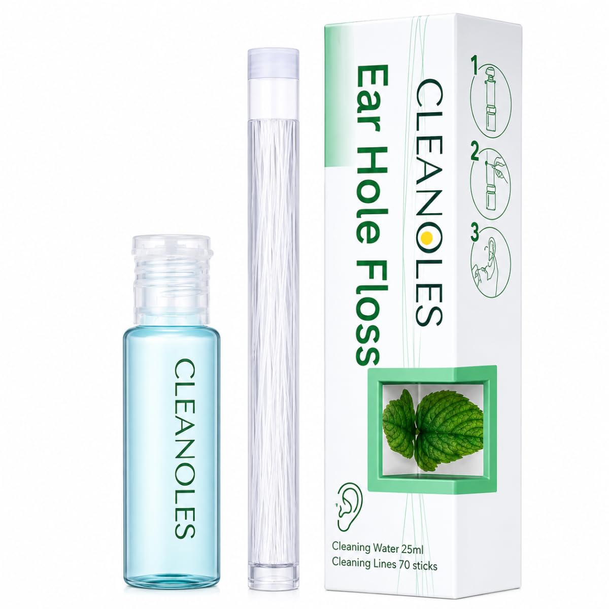 Cleanoles Kit de 70 fils dentaires de qualité spa avec solution de nettoyage de 25 ml, outil de nettoyage portable pour l'élimination des odeurs.
