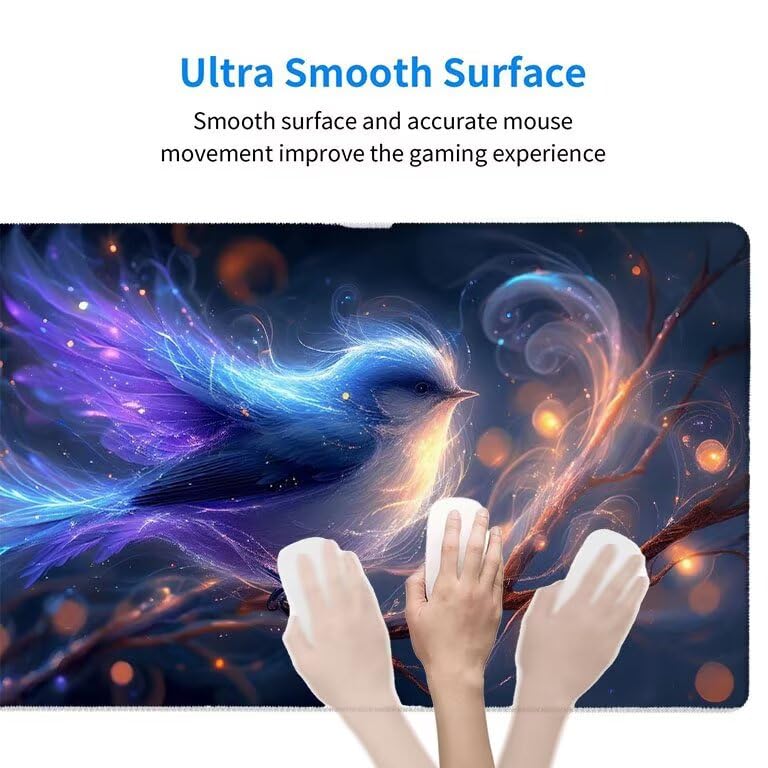 Tappetino Mouse Gaming XXL 1600 x 800 mm Tappetino Antiscivolo Sottomano Da Scrivania Per Mouse e Tastiera, Con Base In Gomma Antiscivolo, Lavabile, Mouse Pad Fantasia uccelli, Regalo per Uomo L-747