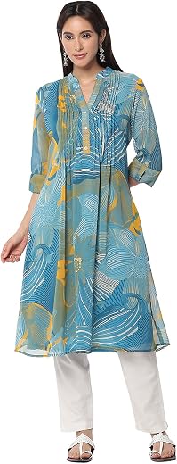 BIBA Women Polyester A Line Printed Kurta