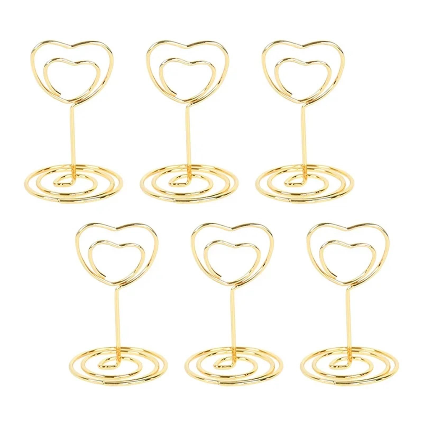 GOXQIT 24pcs Table Number Holders Metal Place Card Holder Photo Clip Stand Wedding Name Sign Graduation Party Home Office For Party(Gold heart)