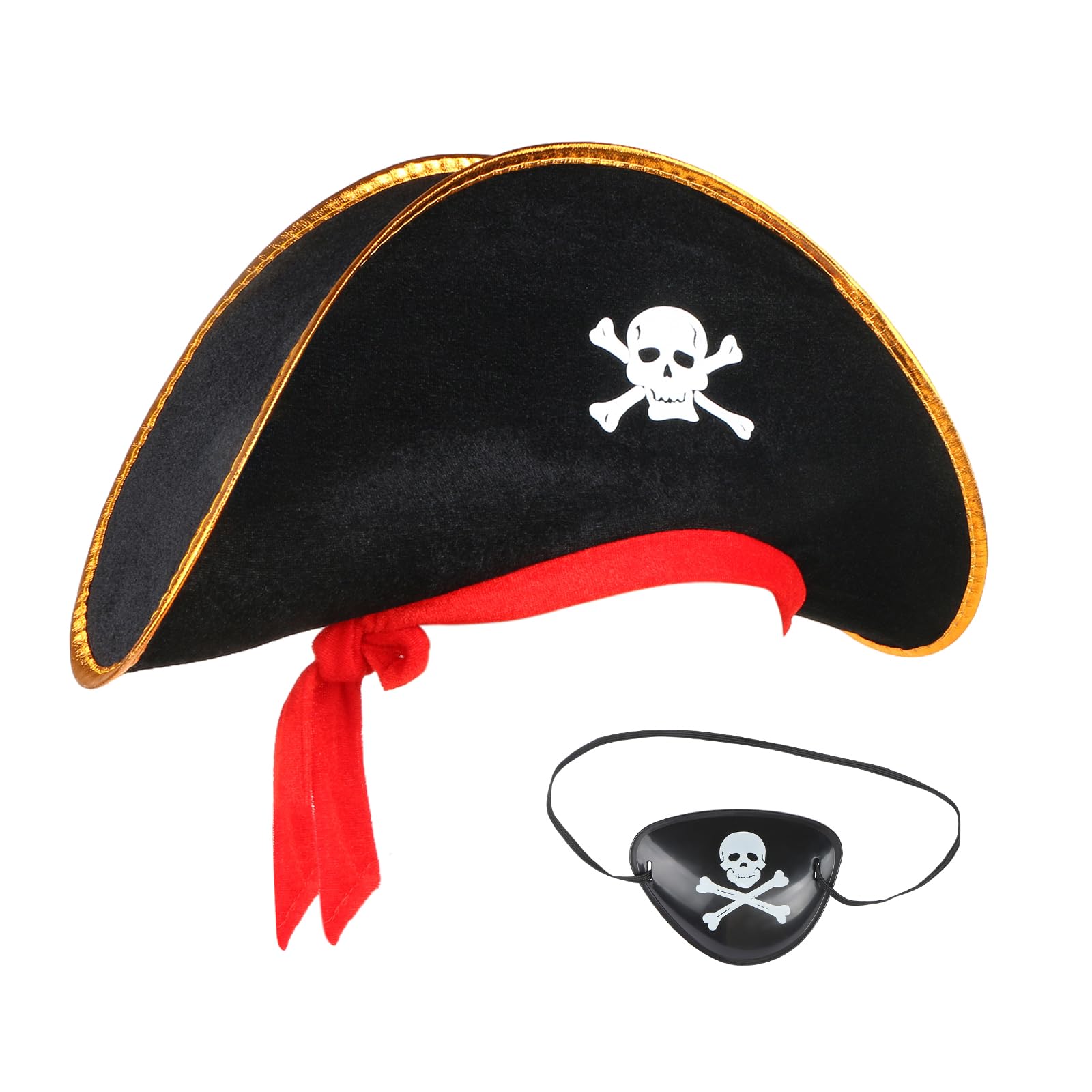 EVERMARKET Pirate Hat & Pirate Blindfolds Pirate Party Supplies for Pirate Theme Party Cosplay Halloween Costume Accessories Stage Props Party Decorations