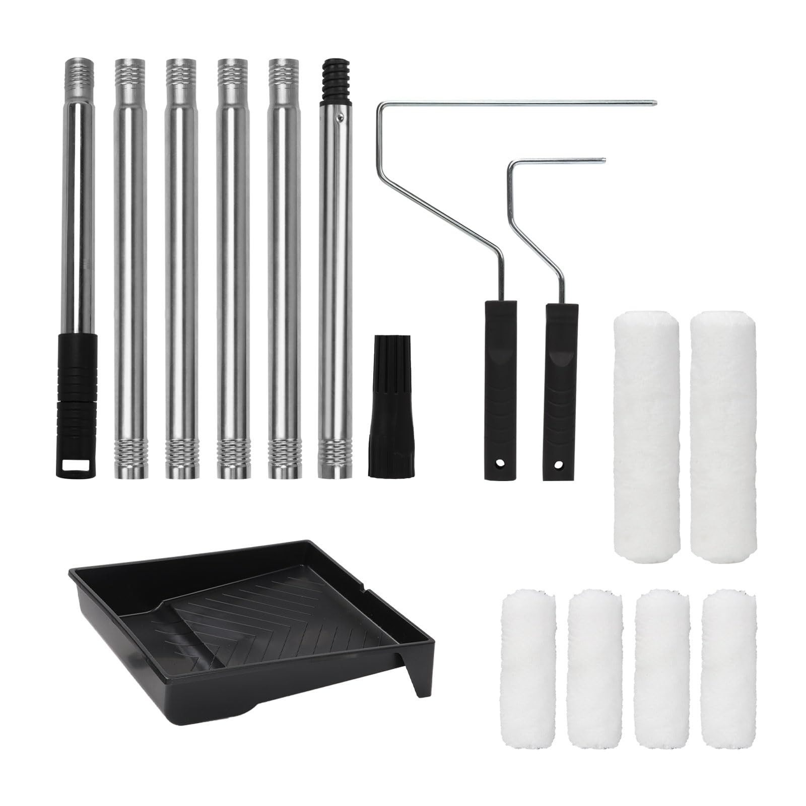 Set di 15 rulli per pittura da parete con 6 testine e manico telescopico, per progetti fai da te e facile pittura murale