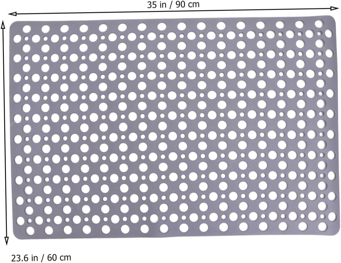 TPE Shower Mat Anti-Slip Bathtub Foot Pad 60x90cm Grey Perfect for Bathroom