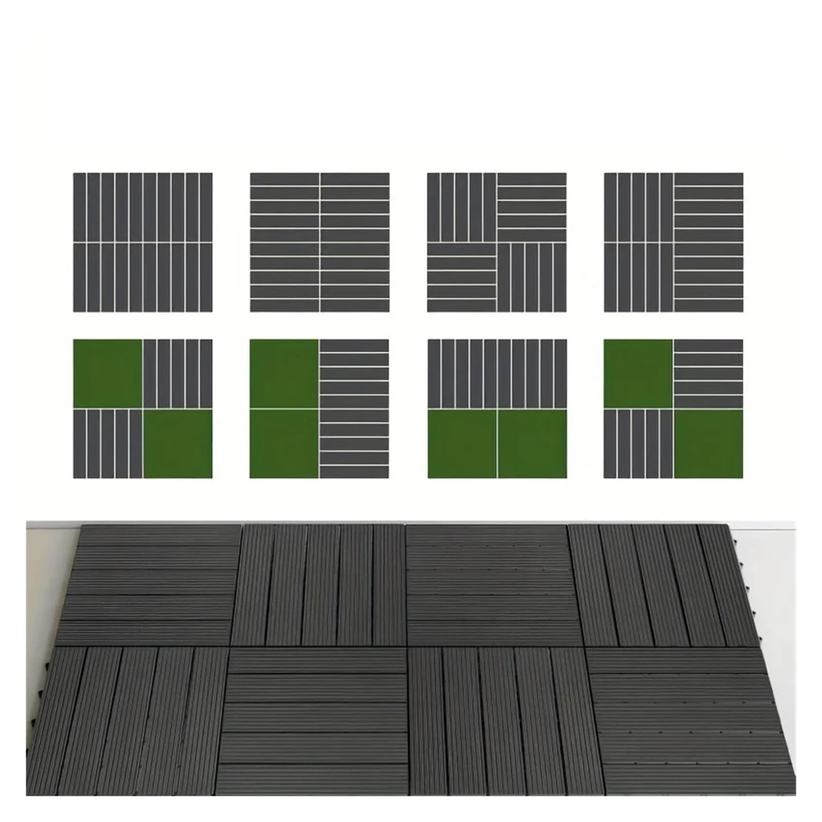 11Pzas Baldosa Imitación Madera Antideslizante Exterior