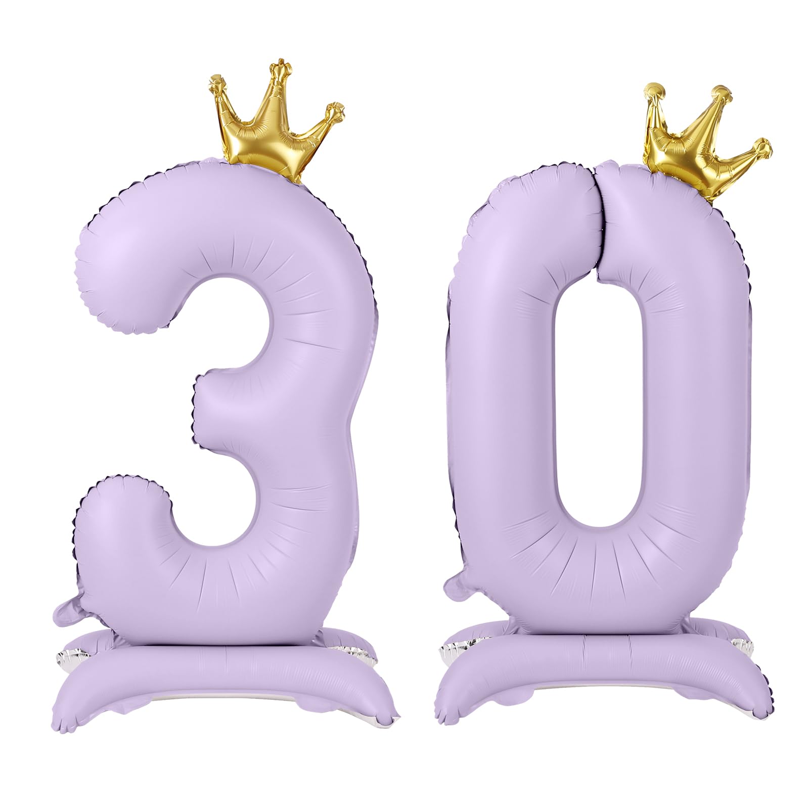 APXEL Purple Standing Crown Number 30 Balloons, 42'' Foil 3 & 0 Balloon