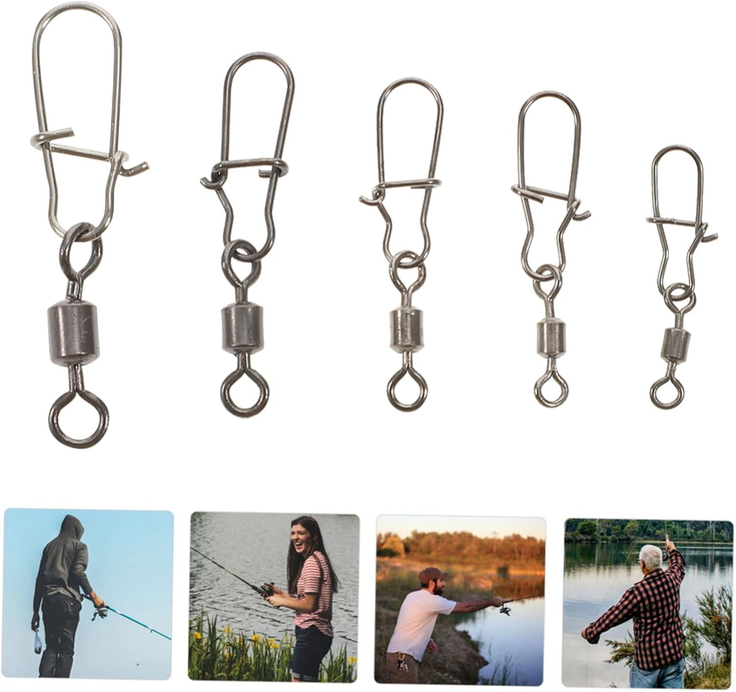 UPKOCH Fishing Swivel Snap Connector Durable Saltwater Tackle Resistant Fishing Swivels for Freshwater