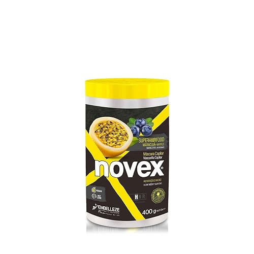 Novex Mascarilla para el cabello infundida con arándanos enriquecida con fruta de la pasión hidrata profundamente el cabello promoviendo el