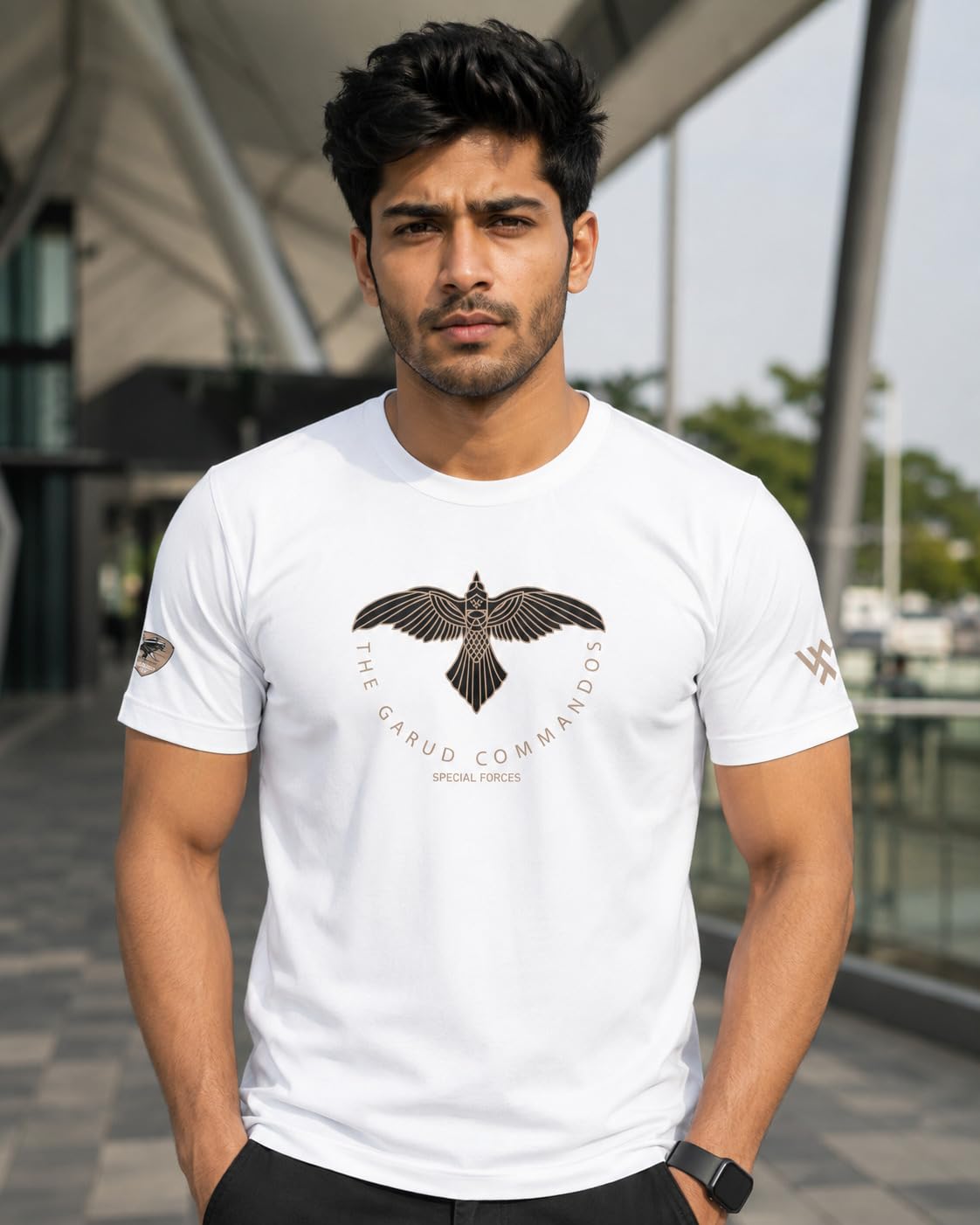 warriorworld Men’s Garuda Camando T-Shirt | 100% Pure Cotton | Casual Wear | Soft & Breathable | Round Neck Regular Fit-picture-13