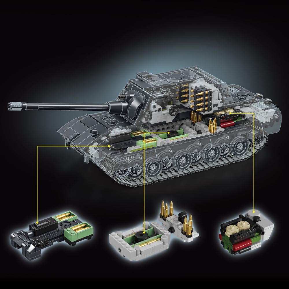 E-100 Schwerer Panzer Klemmbausteine Bausatz, 1883 Stück Germanische Militärfahrzeug Bausteine Modell, Baugeschenke für Hobbyisten und Erwachsene