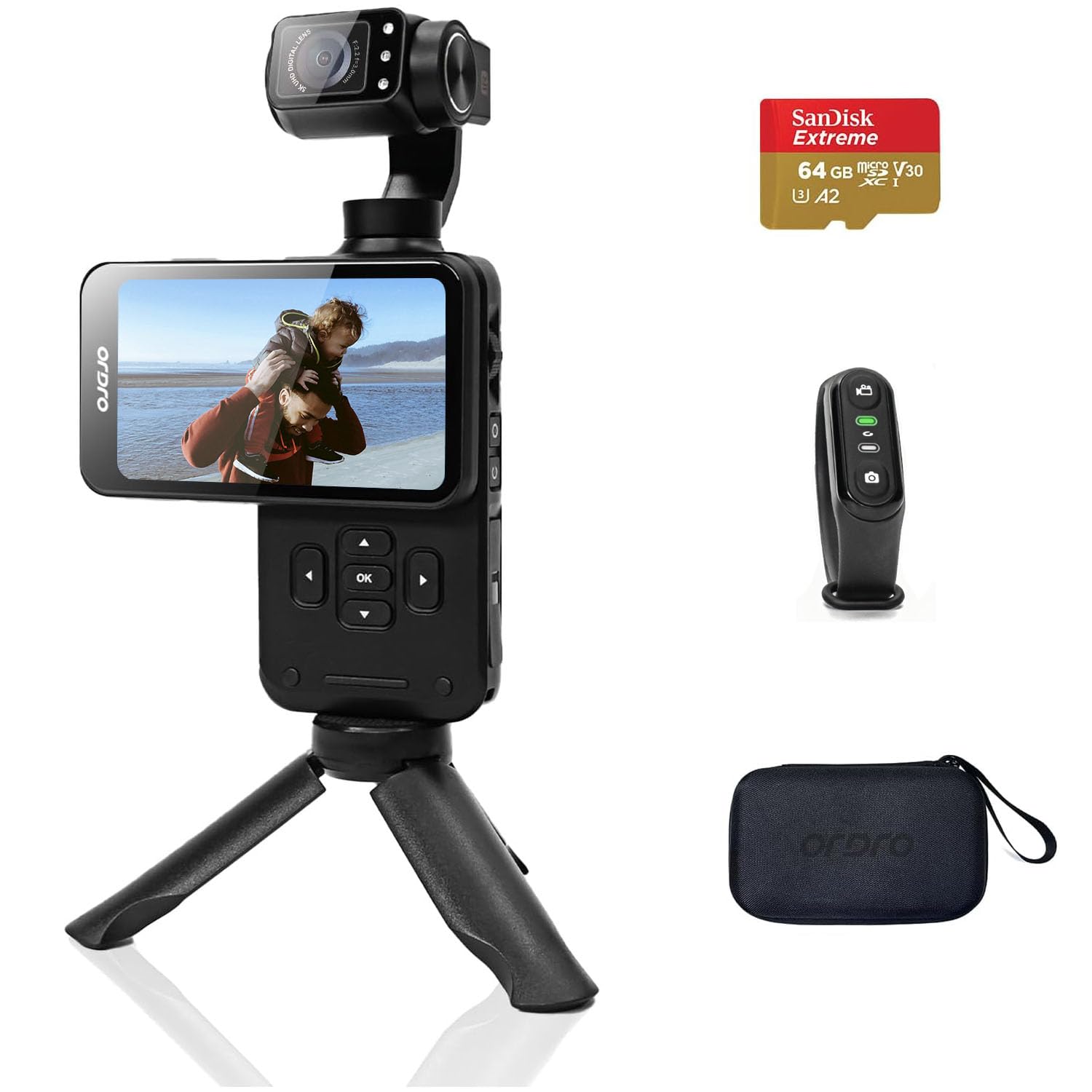 ORDRO M5 Handheld Camera 5K, 3-Axis Stabilisation Video Camcorder, Portable IR Night Vision WiFi Vlogging Camera with 120° Wide Angle, Face Tracking,