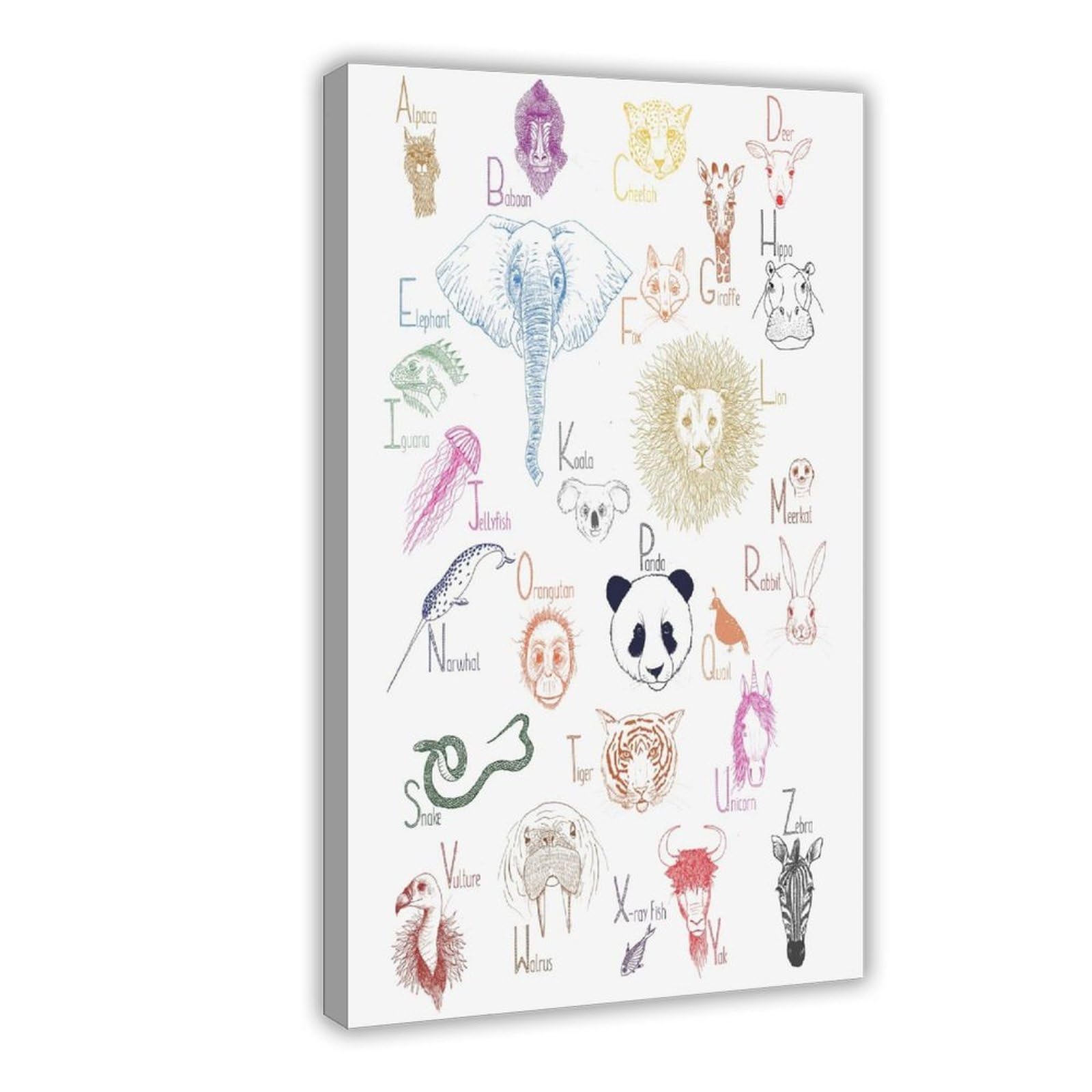 QIOTBVV Poster éducatif sur toile de l'alphabet pour enfants - Décoration murale pour salon, chambre à coucher - 61 x 91,4 cm (L x l)