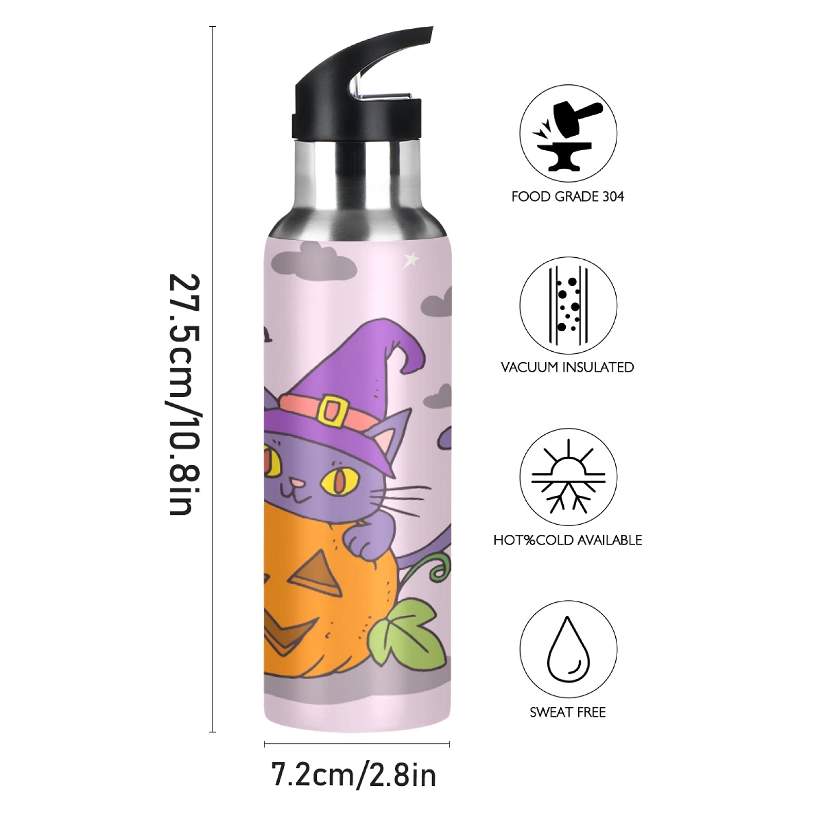 Vnurnrn Mignon Bébé Chat Chaton Bouteille D'eau Isotherme