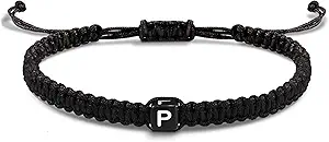 Initial Bracelets for Women Men Gifts for Her Teen Girl Best Friend Birthday Graduation Dainty Braided Bracelets Letter A-Z Charm Adjustable Link Mother's Day Jewelry Mom Christmas Gifts Valentine's Day Jewelry