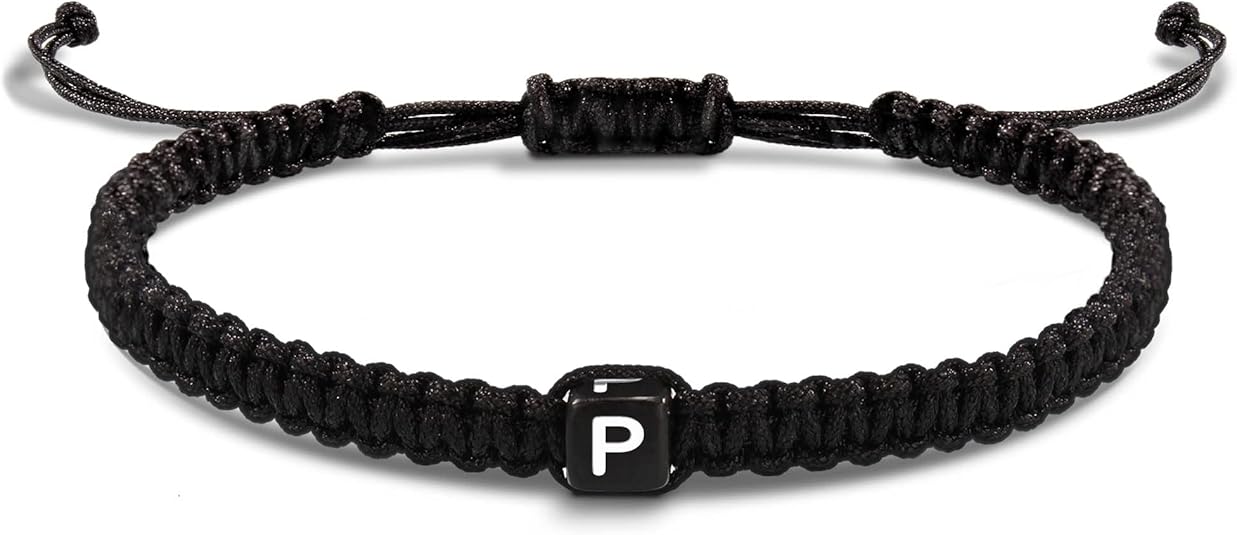 Initial Bracelets for Women Men Gifts for Her Teen Girl Best Friend Birthday Graduation Dainty Braided Bracelets Letter A-Z Charm Adjustable Link Mother's Day Jewelry Mom Christmas Gifts Valentine's Day Jewelry