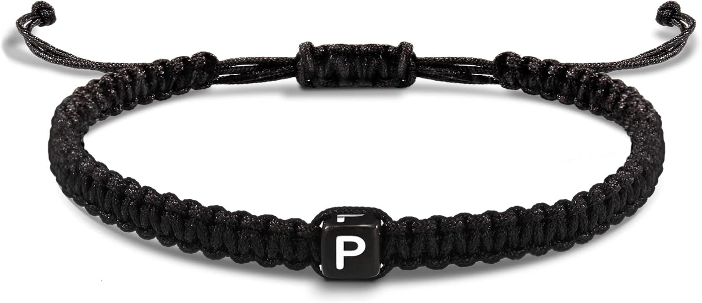 Initial Bracelets for Women Men Gifts for Her Teen Girl Best Friend Birthday Graduation Dainty Braided Bracelets Letter A-Z Charm Adjustable Link Mother's Day Jewelry Mom Christmas Gifts Valentine's Day Jewelry