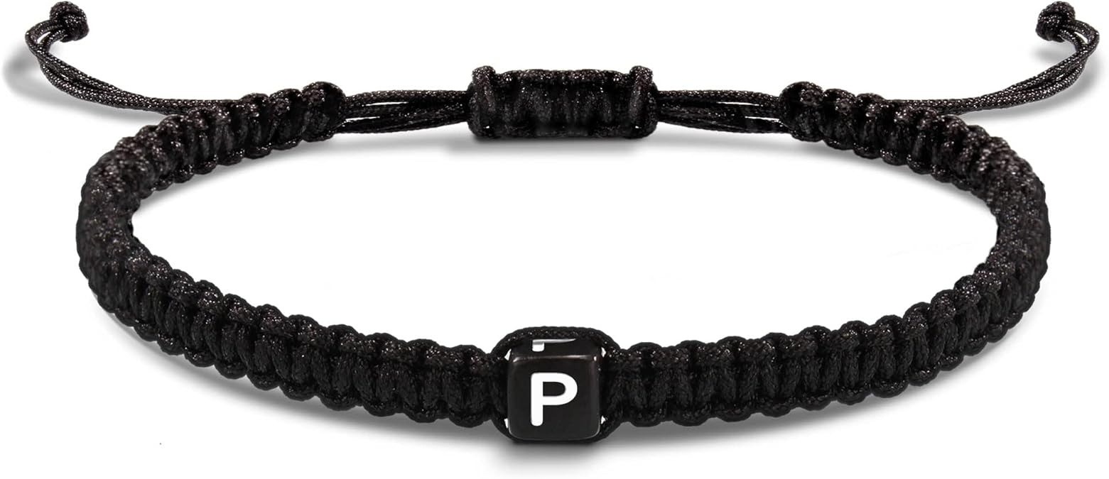 Initial Bracelets for Women Men Gifts for Her Teen Girl Best Friend Birthday Graduation Dainty Braided Bracelets Letter A-Z Charm Adjustable Link Mother's Day Jewelry Mom Christmas Gifts Valentine's Day Jewelry