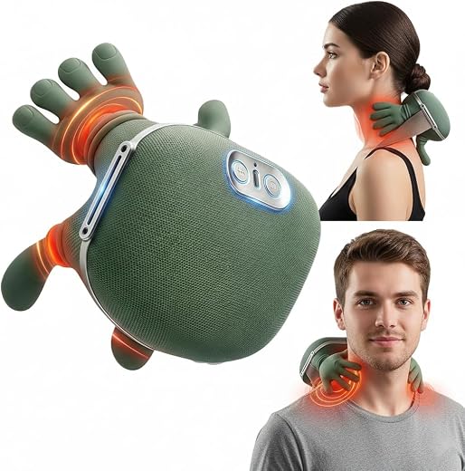 Dr. Sanaya Premium Bionic Heated Shiatsu Massager, Wireless Portable Electric Massager with 4D Deep Tissue Kneading for Ne...