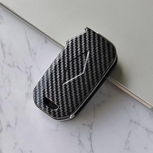 Miniatura 7 de ontto Funda para llavero Kia Flip Remote elegante funda para llave con patrón de carbono negro