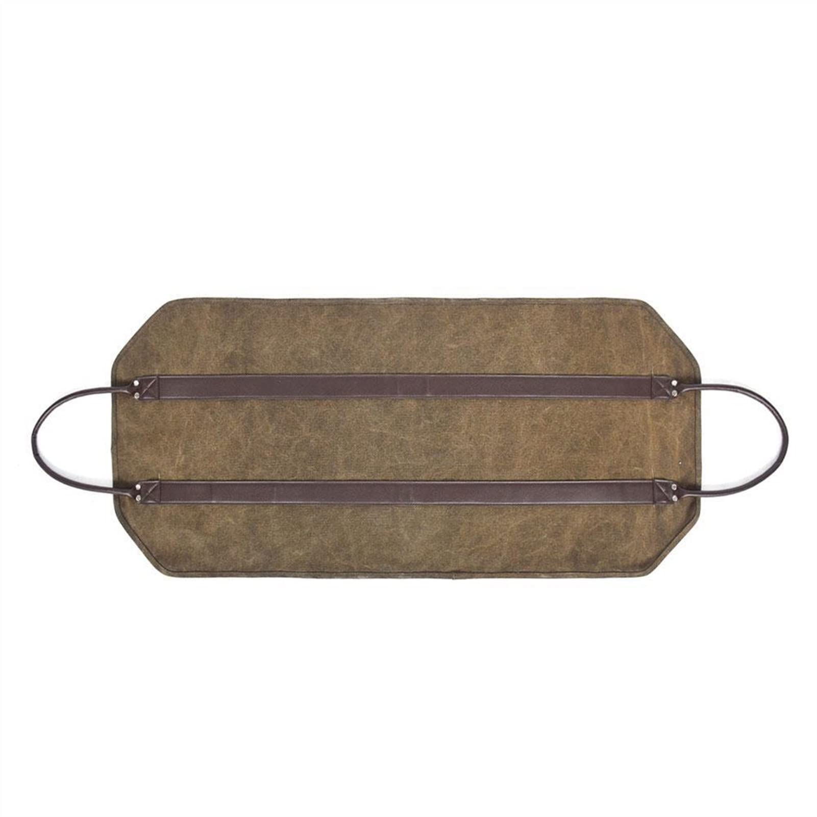 Canvas Firewood Log Carrier, Firewood Tote Bag Waxed Canvas Handles 39x18 Inches for Fireplace Camping