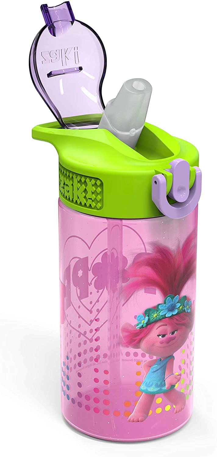 Zak Designs, Inc. Troll Friends BPA-Free Water Bottle for Kids -themed Kids Insulated Water Bottle with Push Button Spout, Ideal Water Bottle for Kids during School Days and Trips