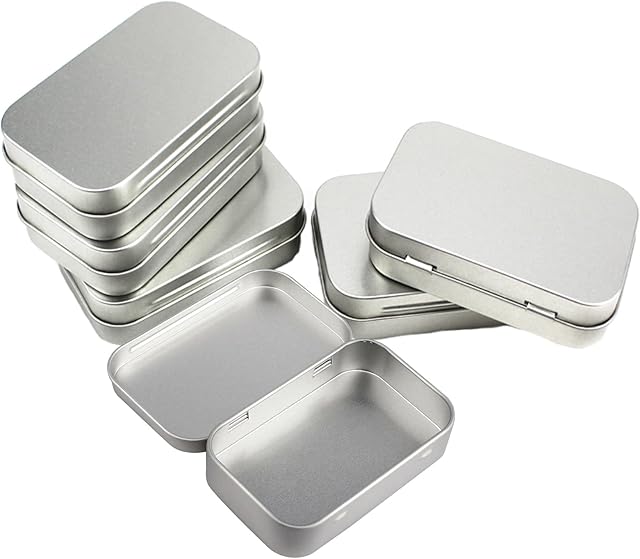 6 Pieces Metal Tin Box Empty Hinged Tins Box Containers for Jewelry Coins Candy DIY Sewing (95x60x20mm)