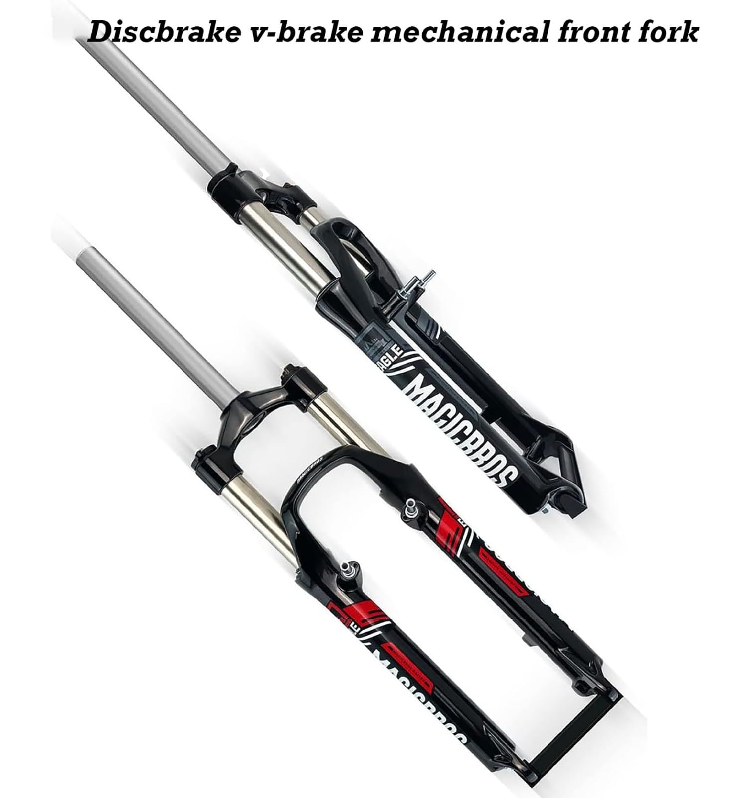 Widelec amortyzowany MTB 26 cali ze stopu aluminium mechaniczny widelec prosta rura kontrola ramion rower górski widelec tarcza/hamulec V QR 9 mm podróż 100 mm 1-1/20.3 cm C, 66.0 cm